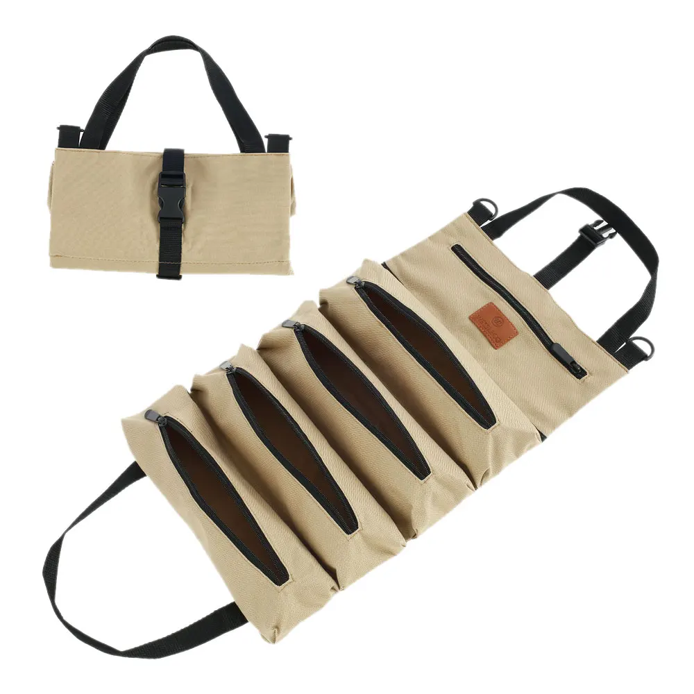 Multifunction Roll Up Tool Bag Roll Tool Roll Multi-Purpose Tool Roll Up Bag Wrench Roll Pouch Hanging Tool Zipper Carrier Tote best electrician tool bag Tool Storage Items