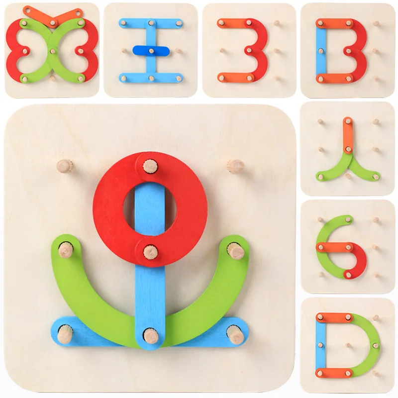

Children Wooden Toy Strange New Creative Flexible Case Column Lettered with Numbers Shape Matching Puzzle Where Cognitive Buildi