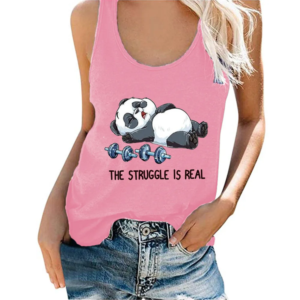 Качественная модная женская майка без рукавов с изображением панды The Fight Is Real Gym