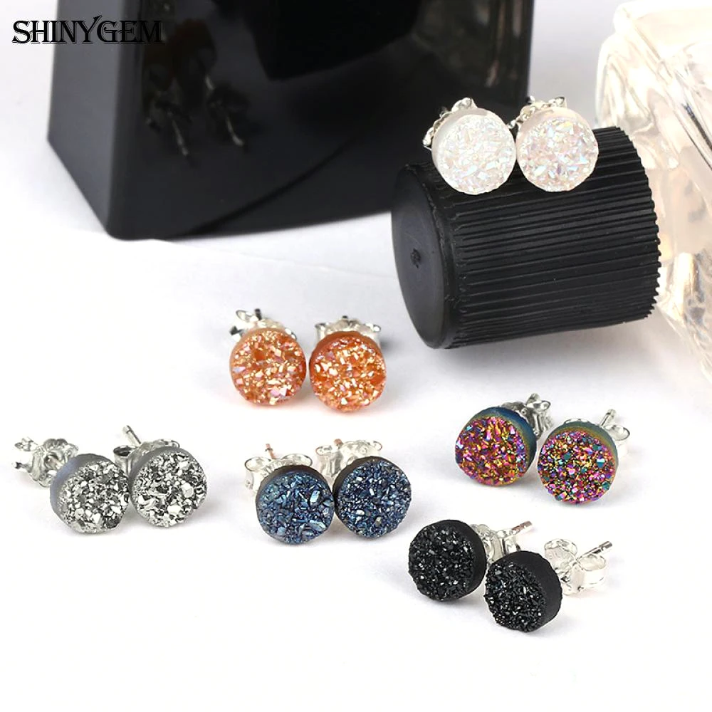 Маленькие круглые серьги со стразами ShinyGem 4 мм трендовые гвоздики с натуральным