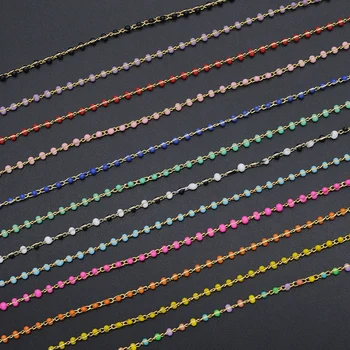 

30 Meters/lot Gold Plated Copper Enamel Oval Bead diy jewelry Making Chains Wholesale Handmade Necklace Chain Factory Direct