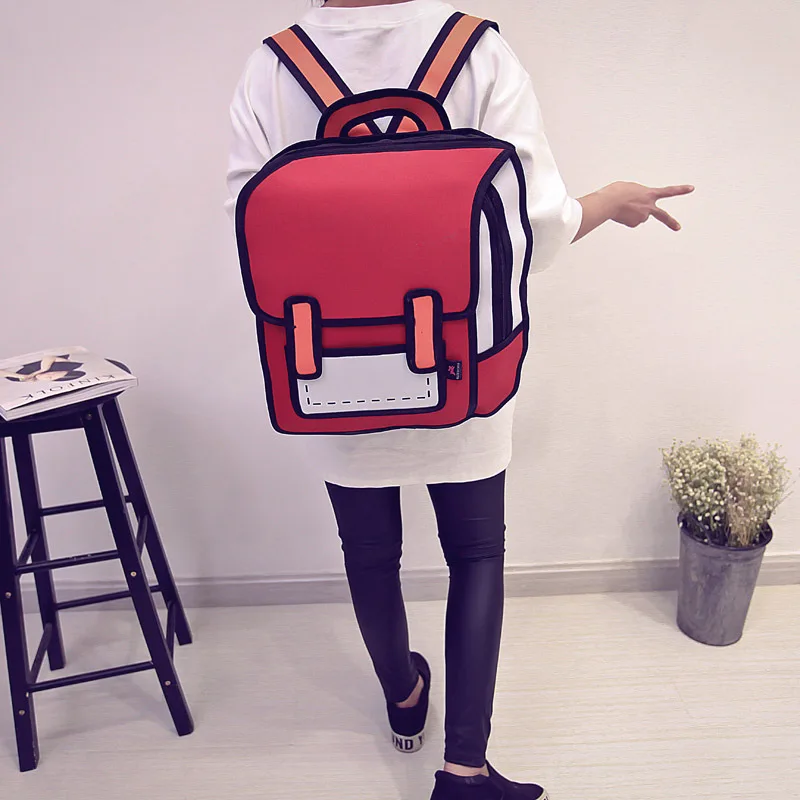 

Juvenile Sent Celebrity Style School Bag Zhao Today Mai Lin Miu Miu Second Element Cartoon Backpack 2D Students Creative Bag