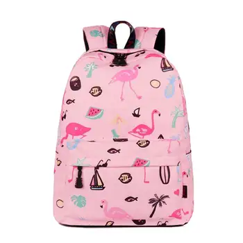 

Pink Cute Students Backpack Flamingo Printing Satchel Large Capacity Bookbag Fashion Travel School Bag