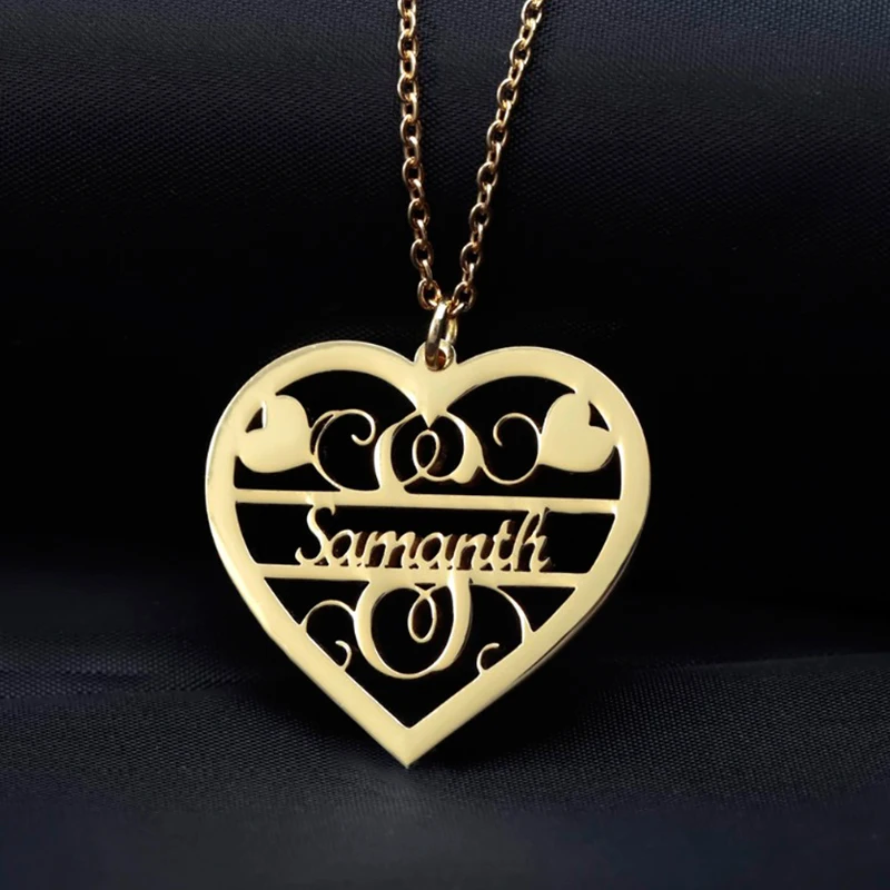 Персонализированное винтажное ожерелье в форме сердца для женщин золотого цвета
