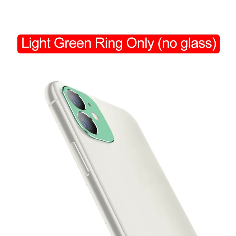 light green ring Закаленное стекло на iPhone 11 Pro X XR XS Max стекло задняя камера Объектив экран протектор кольцо Крышка для iPhone 11 XS XR X Чехол - Цвет: light green ring