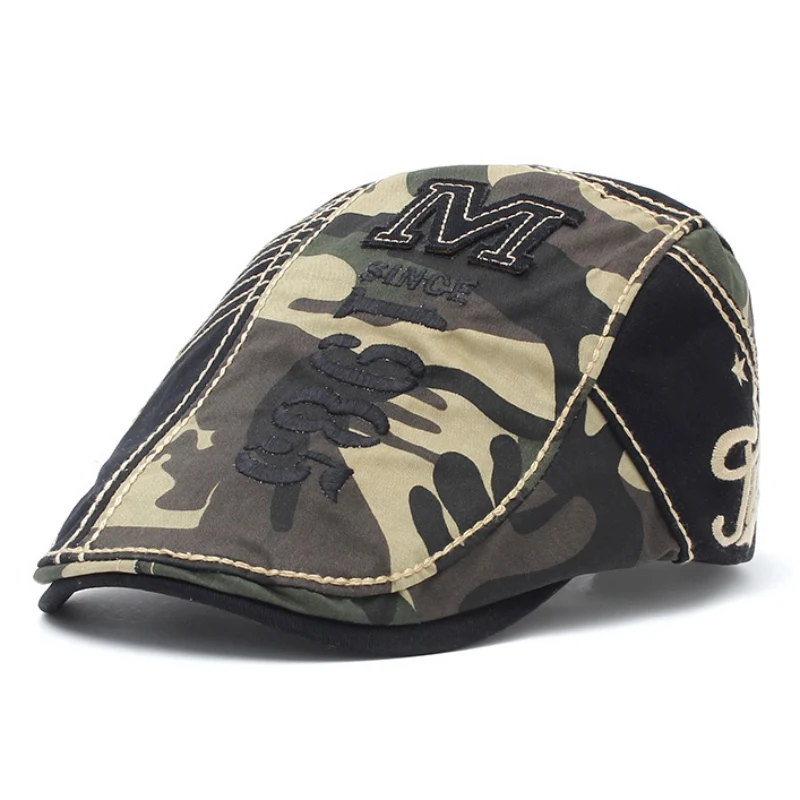 Cotton Men Beret Cap Adjustable Hats Men Women Lvy Cowboy Hat Golf Driving Summer Flat Cabbie Newsboy Caps Outdoor Camping Hikin - Цвет: Армейский зеленый