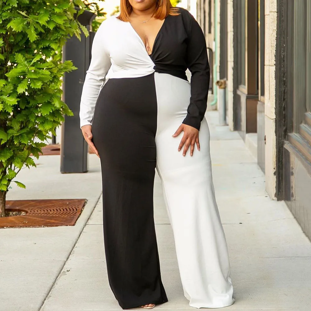 

Casual Loose Wide Legs Pants Soft Patchwork Women Jumpsuits African Daily Workwear Plus Size Jumpsuits Rompers