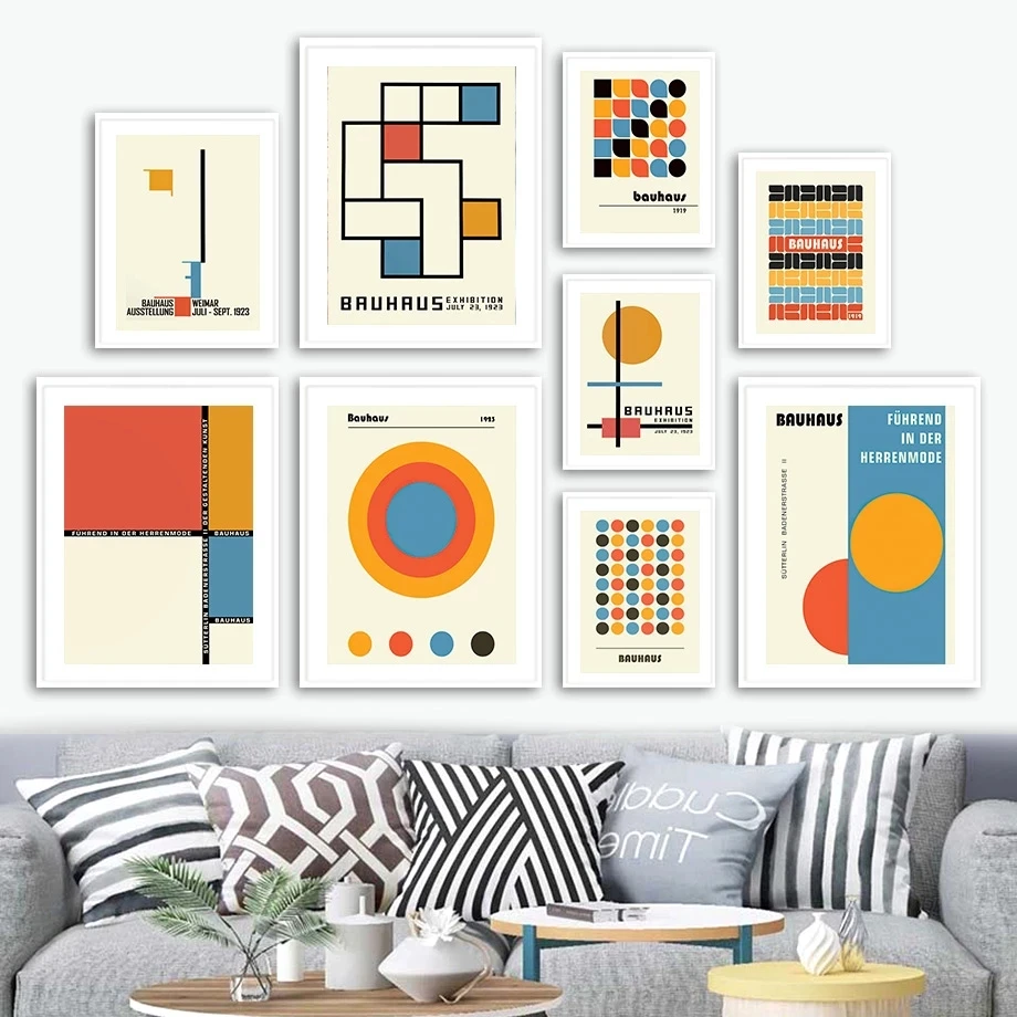 

Canvas Painting Wall Art Bauhaus Modern Minimalist Geometric Artistic Posters Print Picture Nordic Modern Living Room Home Decor