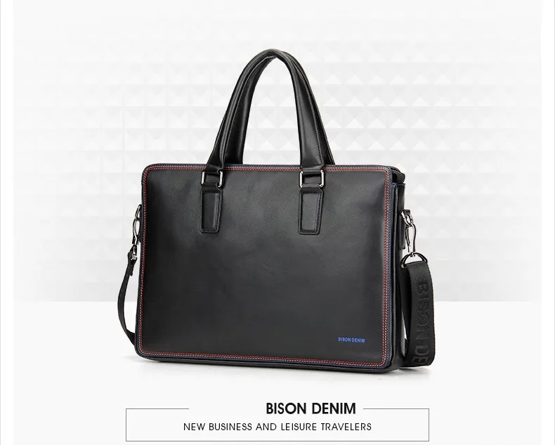 BISON DENIM, роскошная сумка от известного бренда, сумки через плечо, деловые мужские портфели, сумки для ноутбука, мужские дорожные сумки, сумка из натуральной кожи