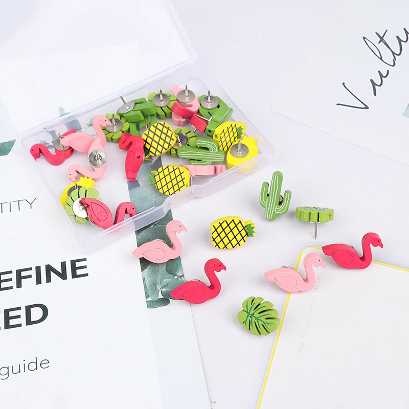 Office Flamingo Pineapple Cactus Palm Leaf Push Pins Decorative Thumb Tacks Cute Pushpins Drawing for Cork Board |