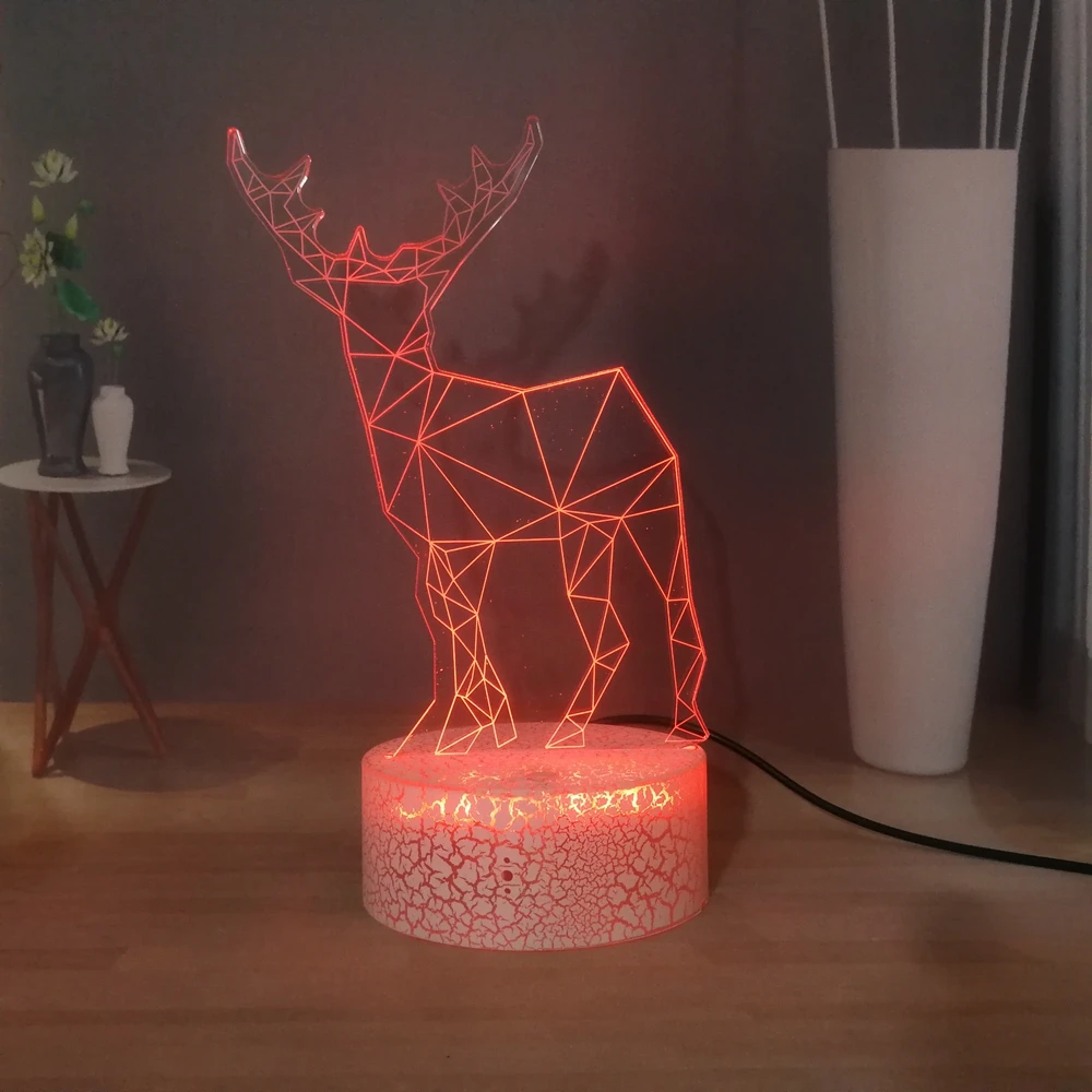 Dreamful Deer 3D ночной Светильник с мультяшным рисунком USB пульт дистанционного