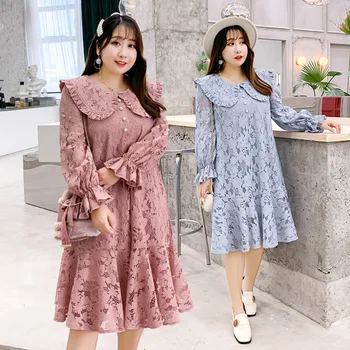 

CHOHILL Lace Princess Dress Women Autumn Teenage Girl Style Dress Lady Casual Vacation Plus Size Clothes 4XL Dresses