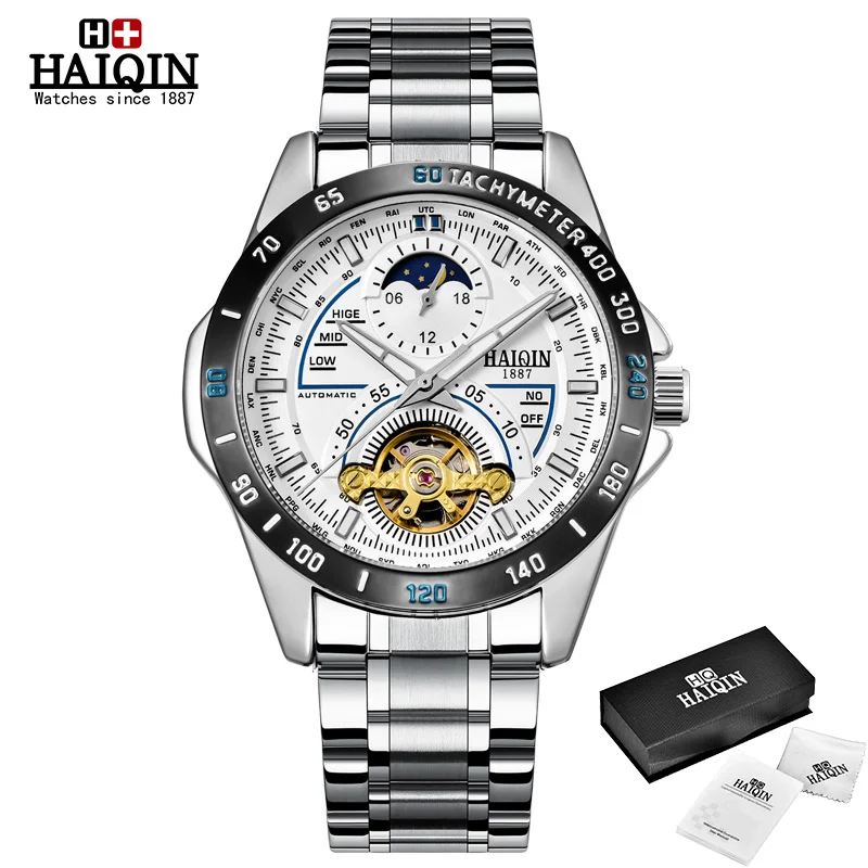 Reloj Hombre HAIQIN брендовые автоматические механические мужские часы спортивные водонепроницаемые мужские золотые наручные часы Relogio Masculino - Цвет: 3