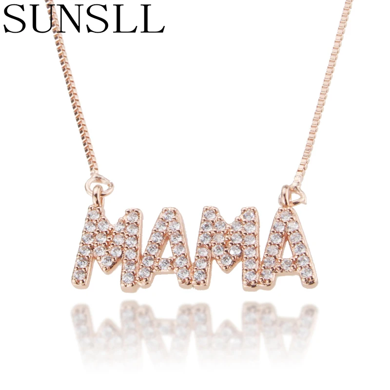 SUNSLL New Design Rose Gold Copper Necklace MAMA Letter for Women Fashion Party Exquisite Jewelry Pendant Gift | Украшения и