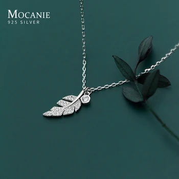 

Mocanie Trendy 925 Sterling Silver Sparkling Zircon Plant Leaves Pendant for Women Link Chain Adjustable Necklace Fine Jewelry