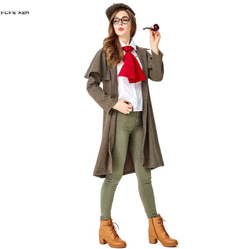 

M-L Women Private detective Cosplay Female Halloween Inspector Costumes Carnival Purim parade Masquerade Role play party dress