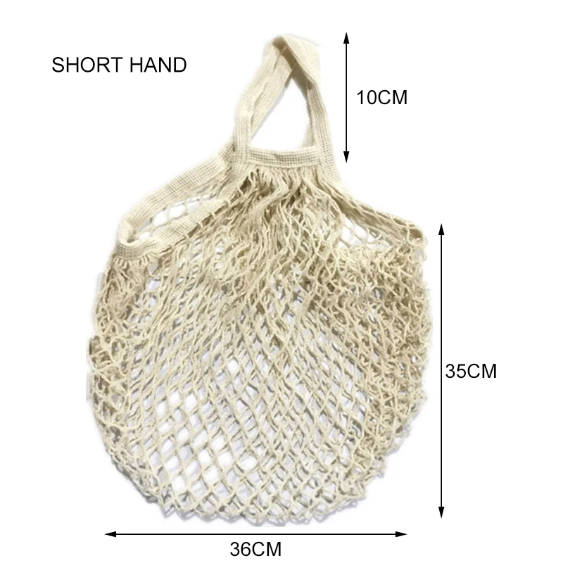 Складная Большая сумка для покупок, многоразовая сумка для покупок с фруктами, Хлопковая Сумка-тоут, тканая Сетчатая Сумка, Сумка-тоут - Цвет: 01(short)
