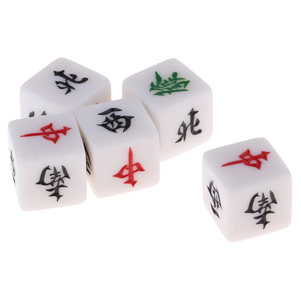 5 Pieces Traditional Board Game Casino Mahjong Dices Set Travel Board Games