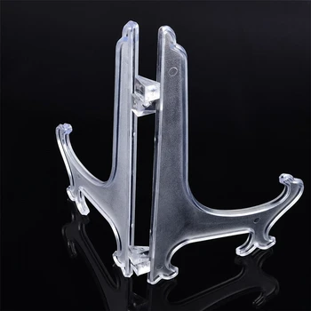 

LBER 12Pcs/Set Clear Plastic Easels Plate Holders Display Dish Rack Picture Frame Photo Book Pedestal Holder Display Stand Stand