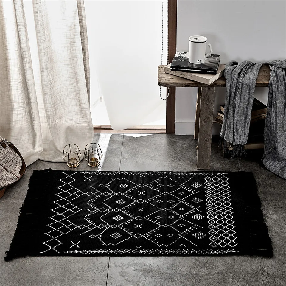 Linen Cotton Round Boho Carpet Rthnic Style Non-Slip Rugs Home Living Room  for Bedroom Floor Mat Bohemia Washable Rug - China Macrame Mat and Macrame  Seat Cushion price