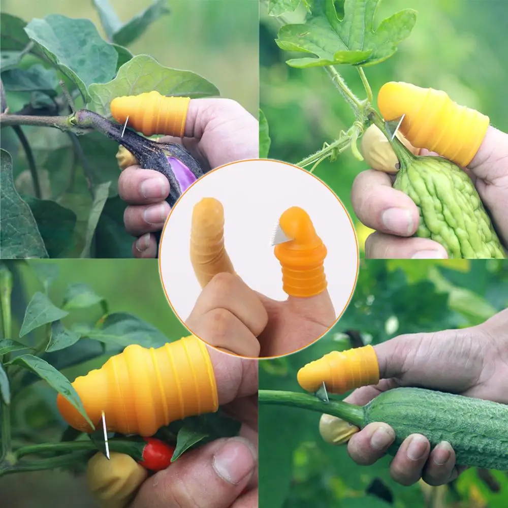 Garden Fruit Vegetable Picking Knife Pruning Shears Silicone Finger Gloves Saw Straight Blade Cutter