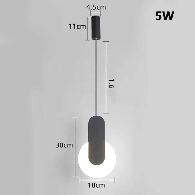 Подвесное освещение в скандинавском стиле для спальни, Современная Подвесная лампа для гостиной, домашний декор, осветительная арматура для столовой/кабинета - Цвет корпуса: B black L30cm 5W
