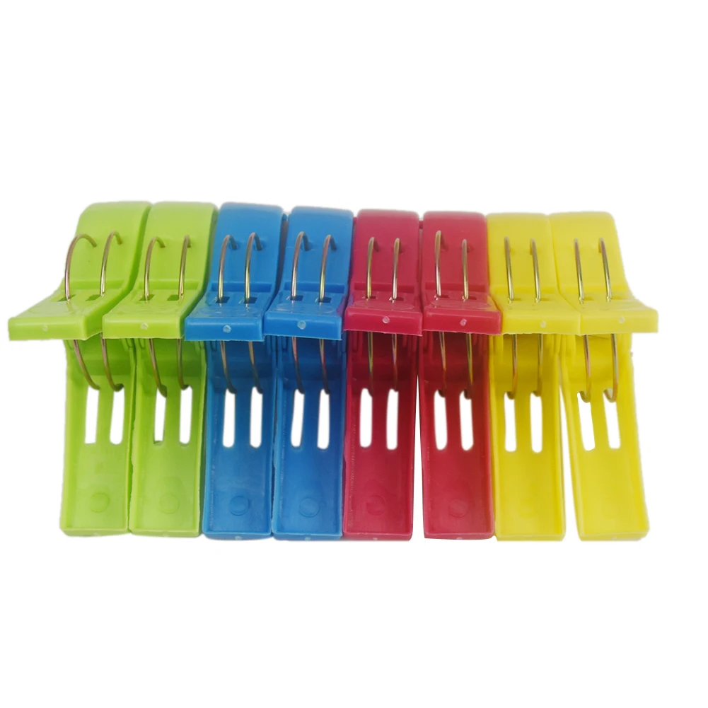 new Plastic Laundry Clothes Beach Towel Pins Hangers Spring Clamp Large Clips Random Color#22