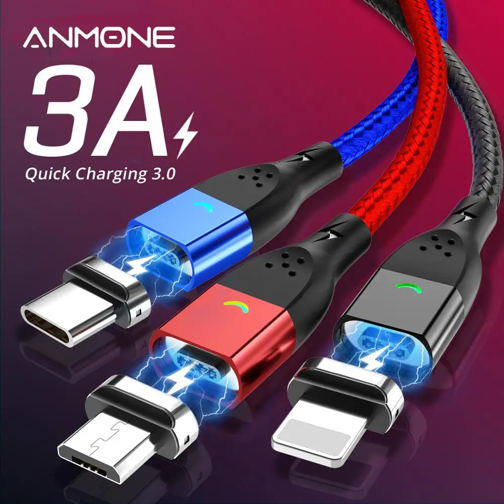 

ANMONE USB Type C Magnetic Cable Micro usb Wire Magnet For iPhone Samsung Huawei Xiaomi Quick Fast Charge 1m 2m Cord