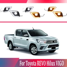 2 шт. для Toyota REVO Hilux VIGO- Светодиодный дневной ходовой светильник DRL Автомобильная противотуманная фара 6000 К белый светильник желтый светильник