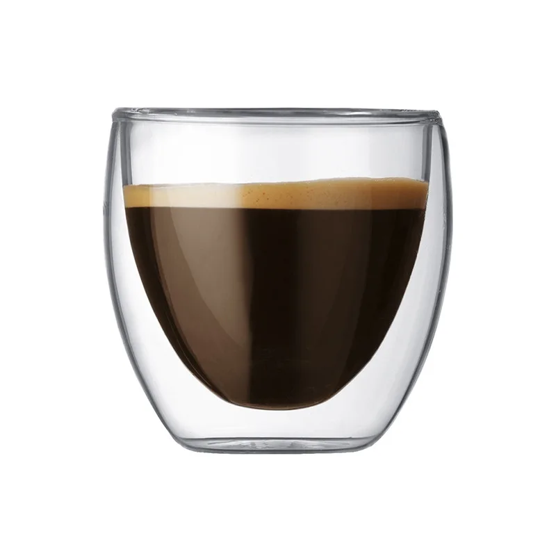Высокая боросиликатная стеклянная Двухстенная Изолированная кофейная чашка 80 мл для питья молочного чая фруктового сока кофе латте эспрессо AQ227