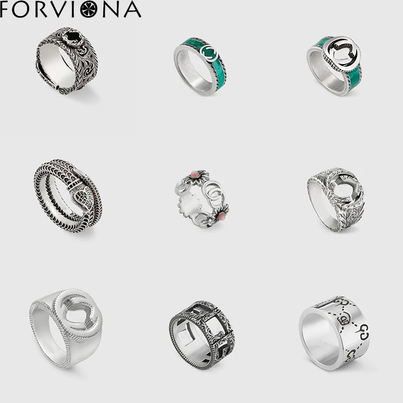 FORVIONA высококачественные роскошные кольца с надписью G женское серебряное