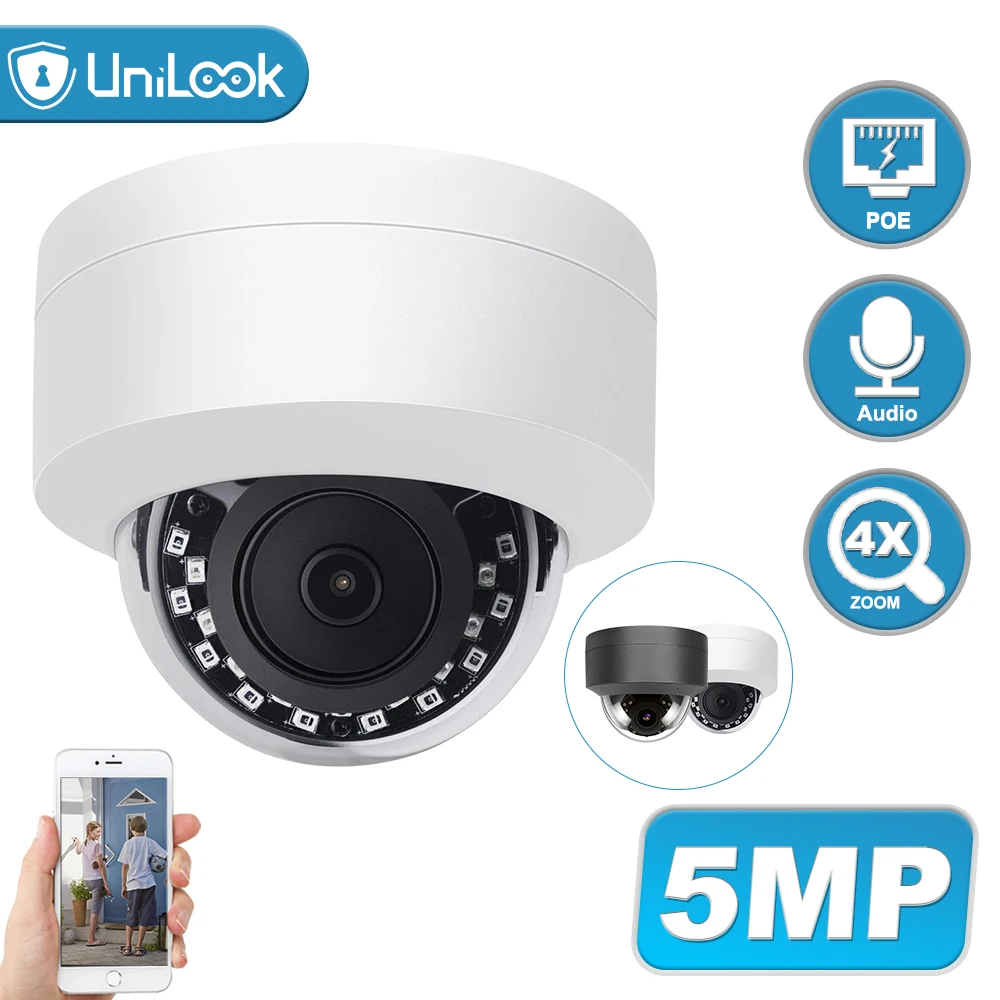 Купольная камера видеонаблюдения UniLook 5 Мп POE IP 4-кратный зум встроенный микрофон