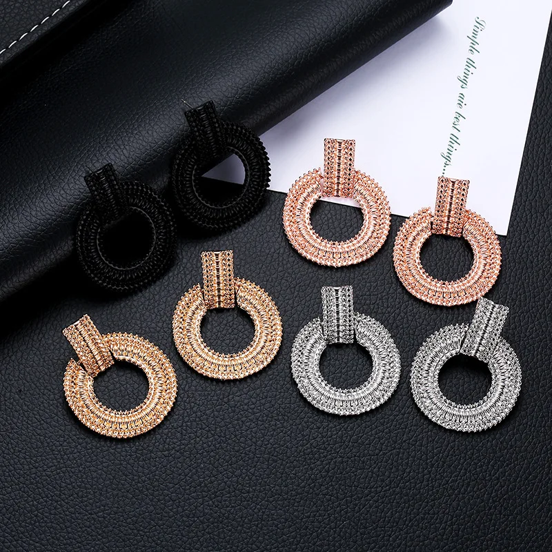 Cross-Border Hot Jewelry Euro-American Simple Temperament Geometric Ring Earrings Baitao Metal Electroplated Ring Earrings