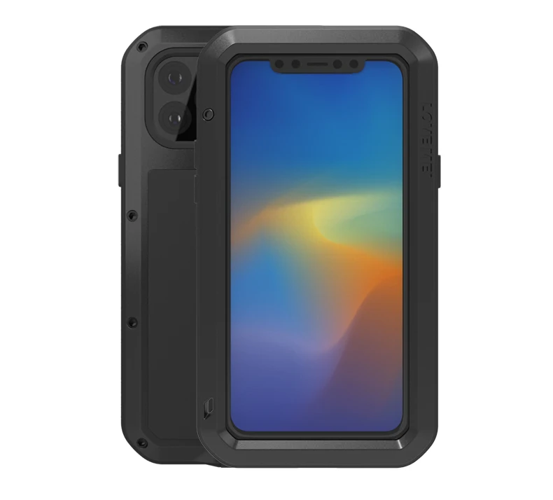 Для Apple iPhone 11 Pro Max/11 Pro Love Mei Металлический Алюминиевый противоударный сверхмощный чехол защитный чехол+ стекло Gorilla - Цвет: black