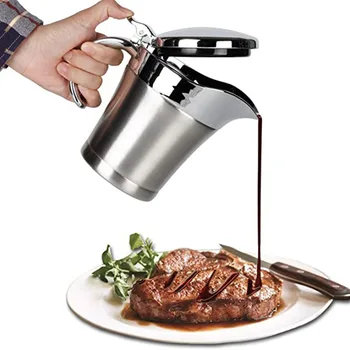 

450ML Stainless Steel Sauce Cup Steak Sauce Pot Steak Ketchup Sauce Bottle Double Insulated Seasoning Pot