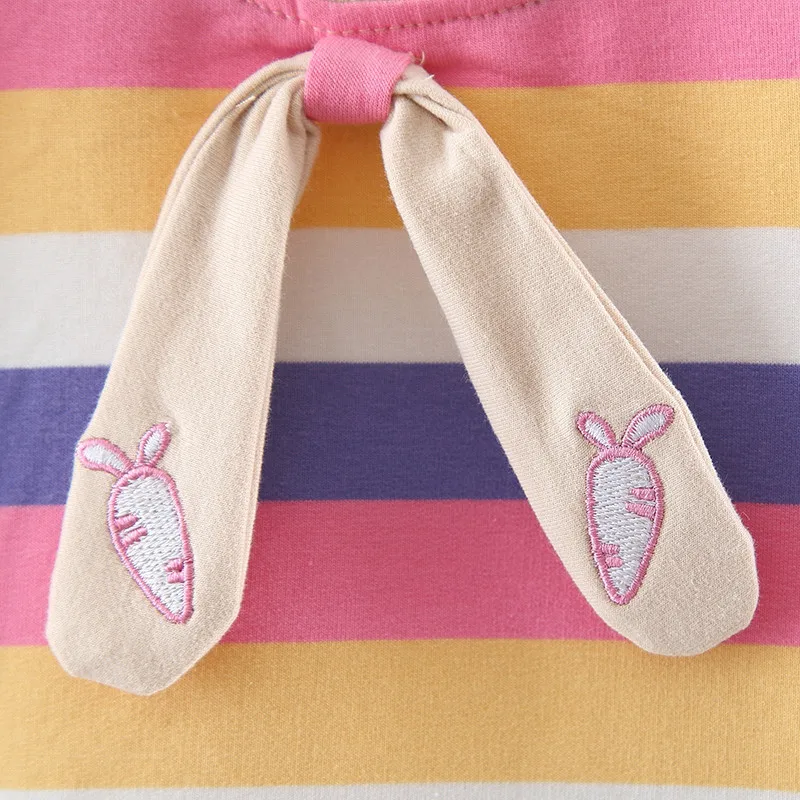 New Girls' Dress Spring Auttumn Baby Rainbow Stripe Patchwork Sweater Long Sleeve Warm Ruched Dress Children Outfit Dress Gift
