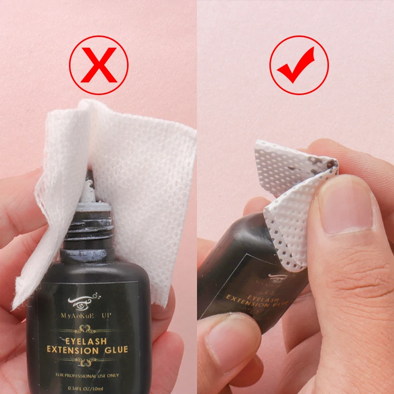 200 pcs Lint-Free Paper Cotton Wipes Eyelash Glue Remover wipe the mouth of the glue bottle prevent clogging glue Cleaner Pads 6