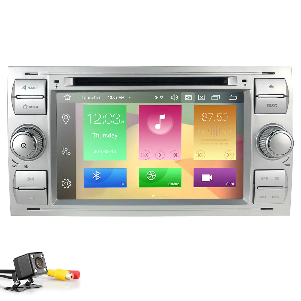 64G 8 ядерный Android 9,0 автомобильный аудио gps для FORD FOCUS C-MAX автомобильный dvd-плеер Автомобильный мультимедийный стерео головное устройство 1024*600 4 грамма CD PX5 - Цвет: Серебристый
