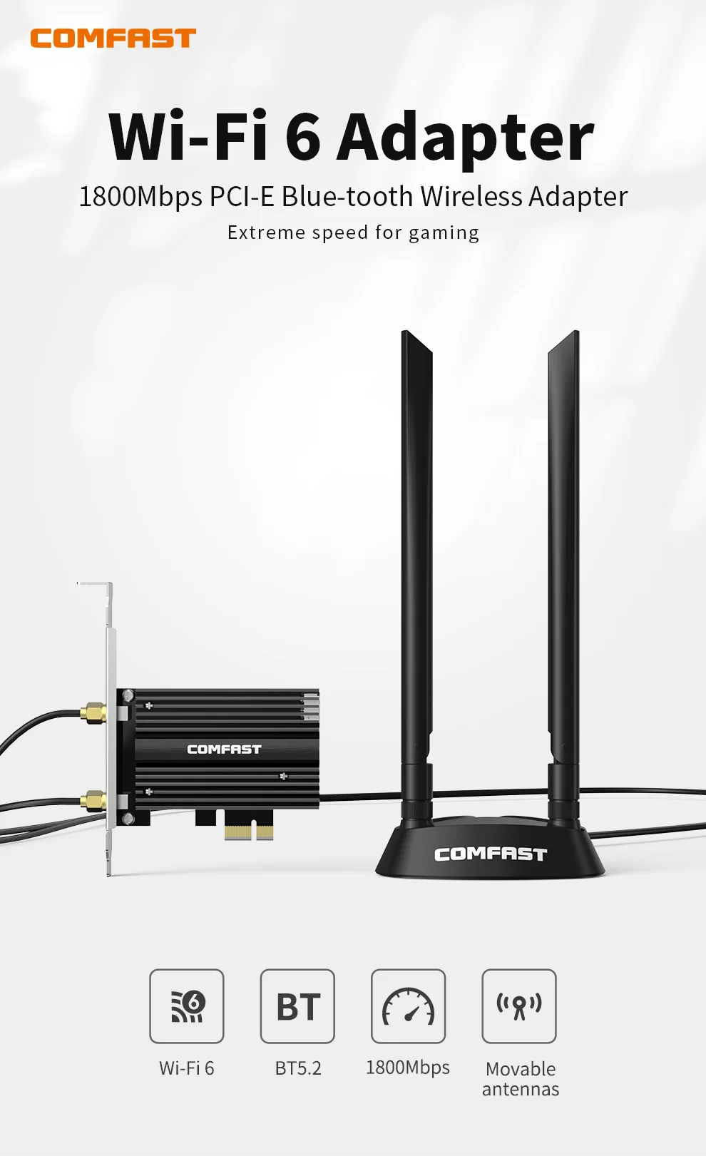 1800mbps 802.11ax wifi 6 pci-e adaptador wi-fi