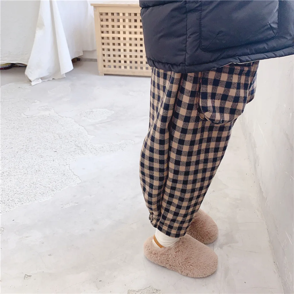 Детская зимняя теплая флисовая Фланелевая Пижама для маленьких девочек, брюки, штаны, одежда высокого качества, Прямая поставка, W1202