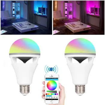

Smart Enjoyable RGB Color Changing Music Ball LED Light E27 Bulb Speaker Remote Controled Via APP Control