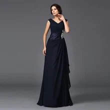 

Laxsesu Graceful Dark Mother of the Bride Dress Elegant Full Length V-Neck Sleeveless Appliqued Ruffles Wedding Party Gowns 2022
