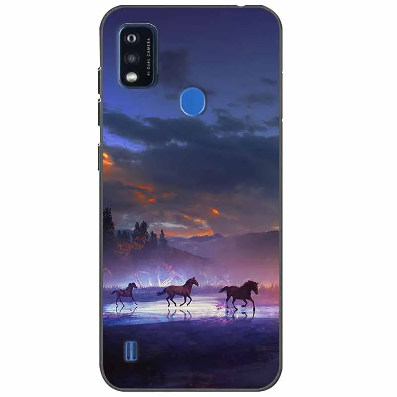 Shockproof Black Soft Silicone Phone Cover with Wolf and Cat Design - Stylish and Durable Protection