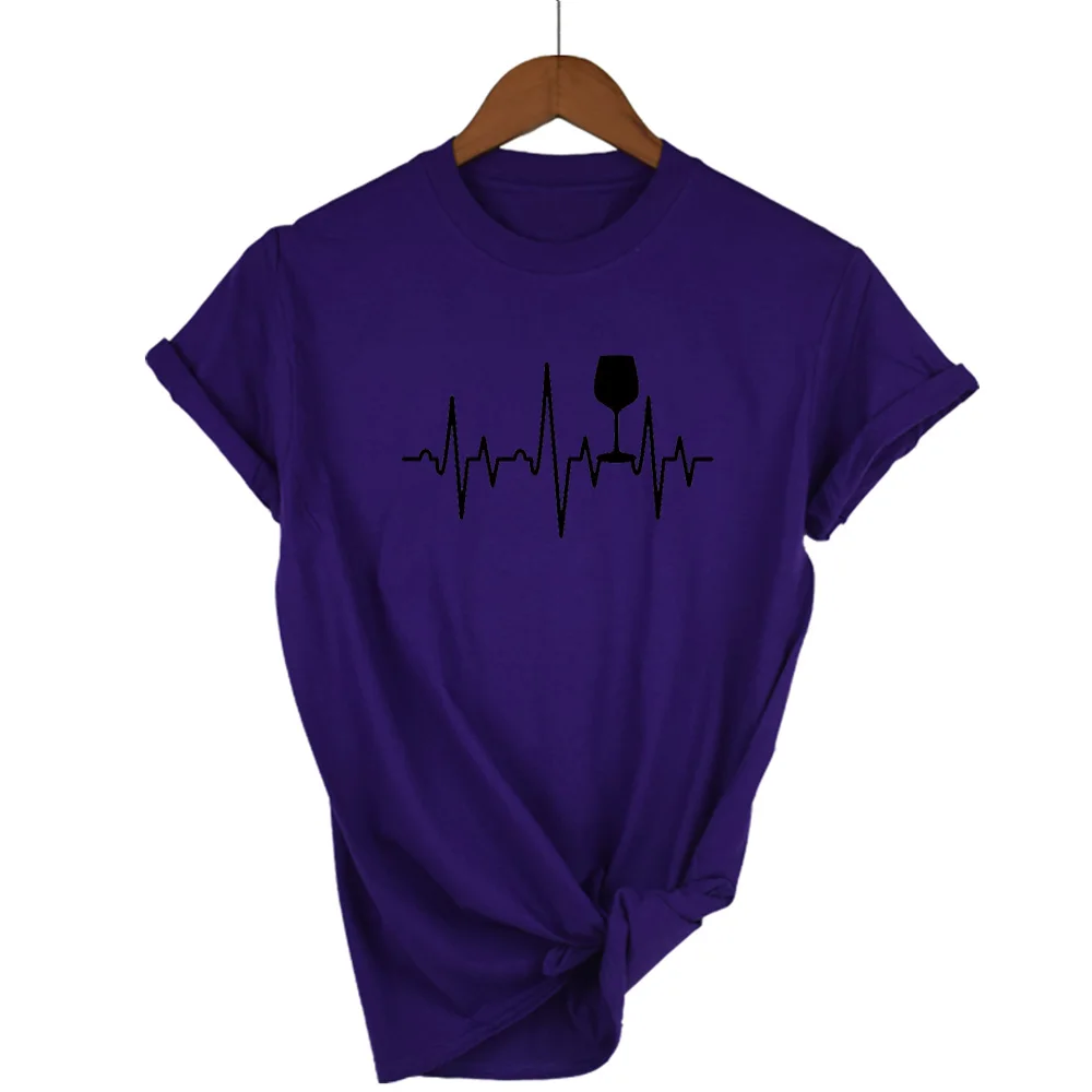 Винное сердцебиение, женская футболка, хлопок, повседневная, забавная, футболка, леди, Йонг, девушка, топ, тройник, высшее качество, Прямая поставка, 13 цветов, Прямая поставка - Цвет: Purple-B