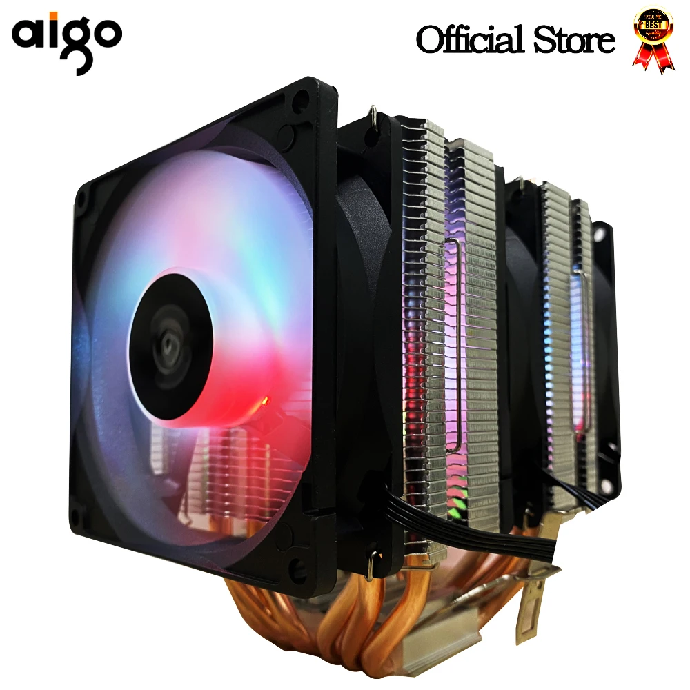 Кулер для ЦПУ Aigo gale с 6 тепловыми трубками 4 контакта 90 мм rgb-подсветкой вентилятор