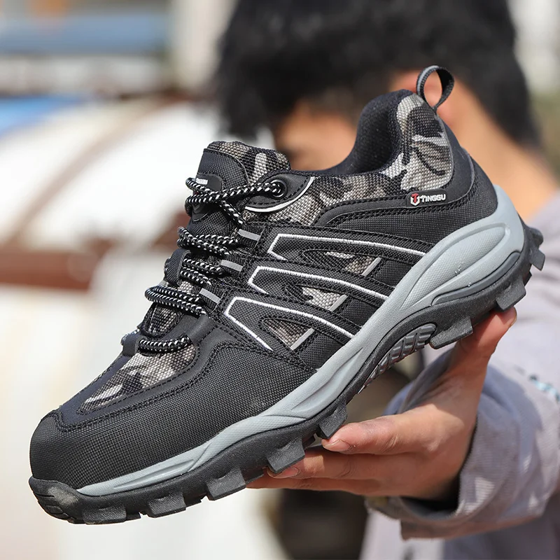 

Boots Men Spring Summer Light Breathable Deodorant Safety Work Shoes Steel Toe Safety Shoes Cap Protective Shoes Male