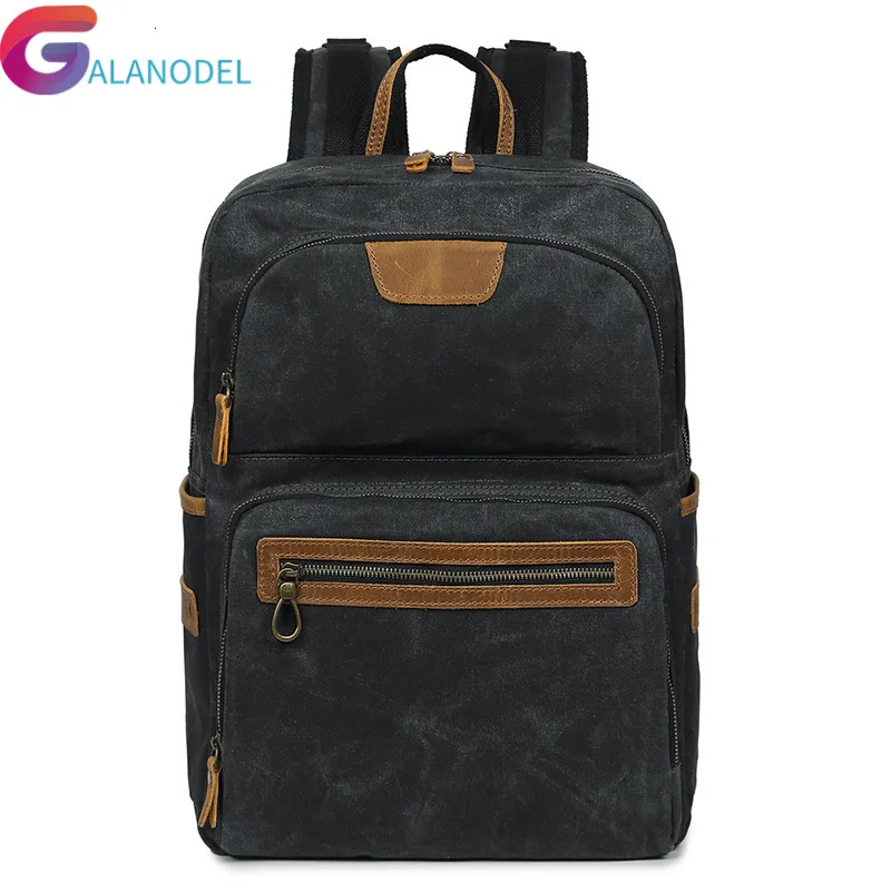

15"Laptop New Vintage Leather Military M219 Backpacks Men/Women School Backpacks Men Travel Canvas Backpack Berchirly Daypacks