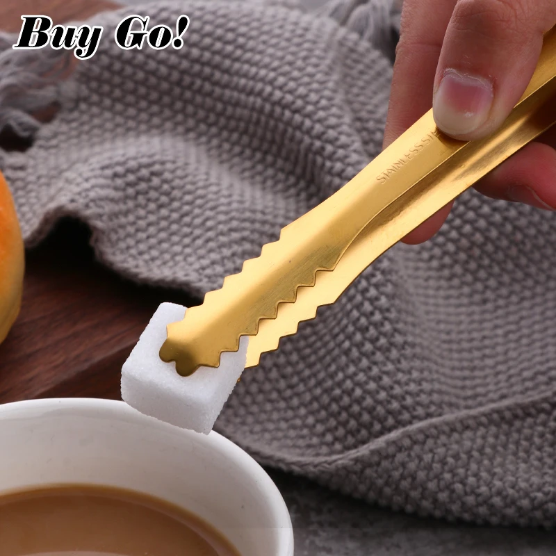 Small Mini Stainless Steel Sugar Tongs Ice Bar Buffet Kitchen Spoon Food Ice Clamp Coffee Tool Kitchen Barbecue BBQ Clip 2/6PCS food tongs