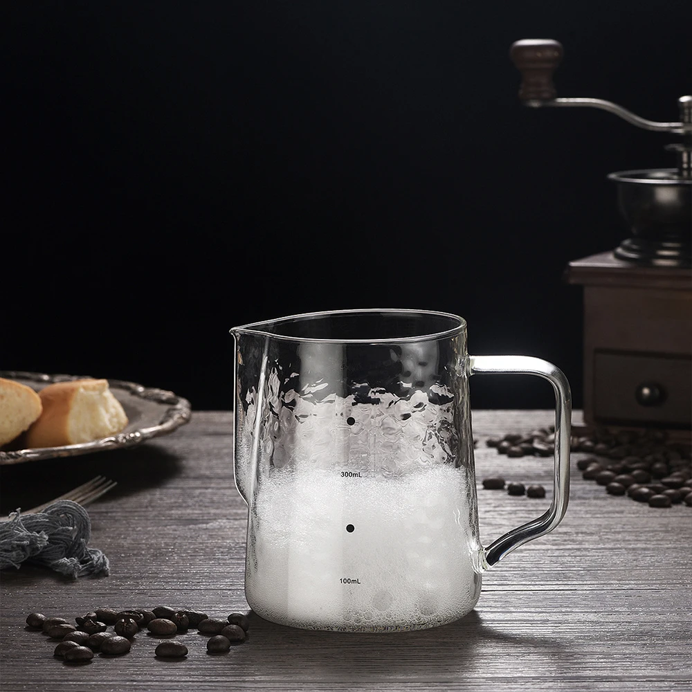 High Borosilicate Glass Milk Frothing Pitcher, 20oz/600ml Espresso