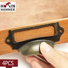 

4PCS Antique Box Label Handles Retro Pull Frame Handle Name Card For Furniture Retro Medical Label Cabinet Drawer Door Hardware